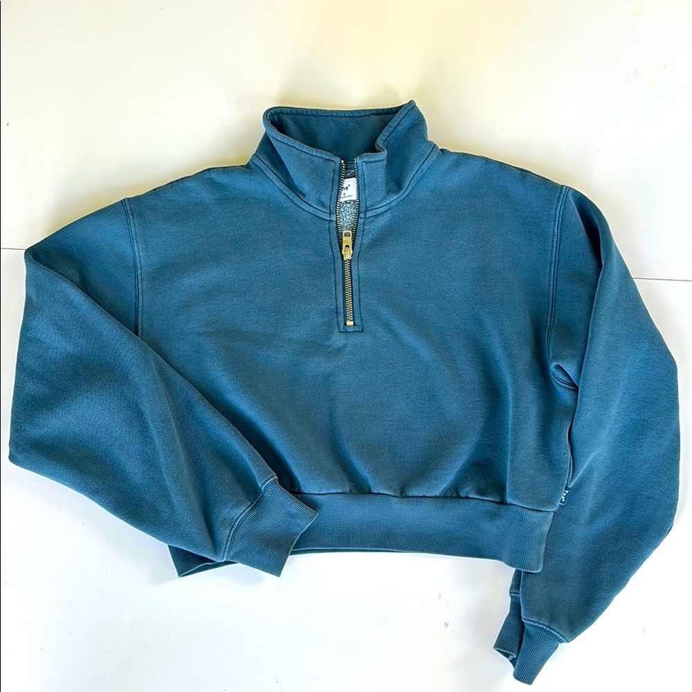 TNA Women’s Small Blue Quarter-Zip Cropped Pullover